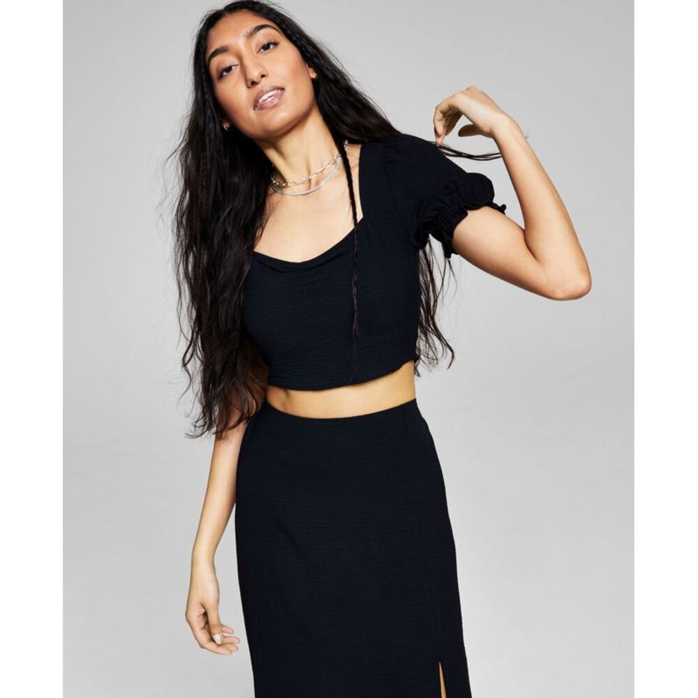 And Now This Now This Womens Tie Back Crop Top